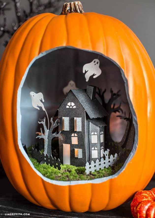 halloween diorama pumpkin haunted pumpkins diy dioramas decorations trend fall lia griffith decorate astonishing painted spooky houses casa paper para