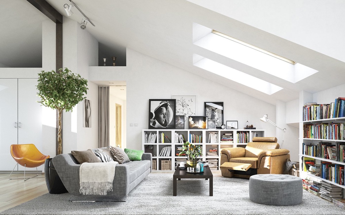 modern attic living room