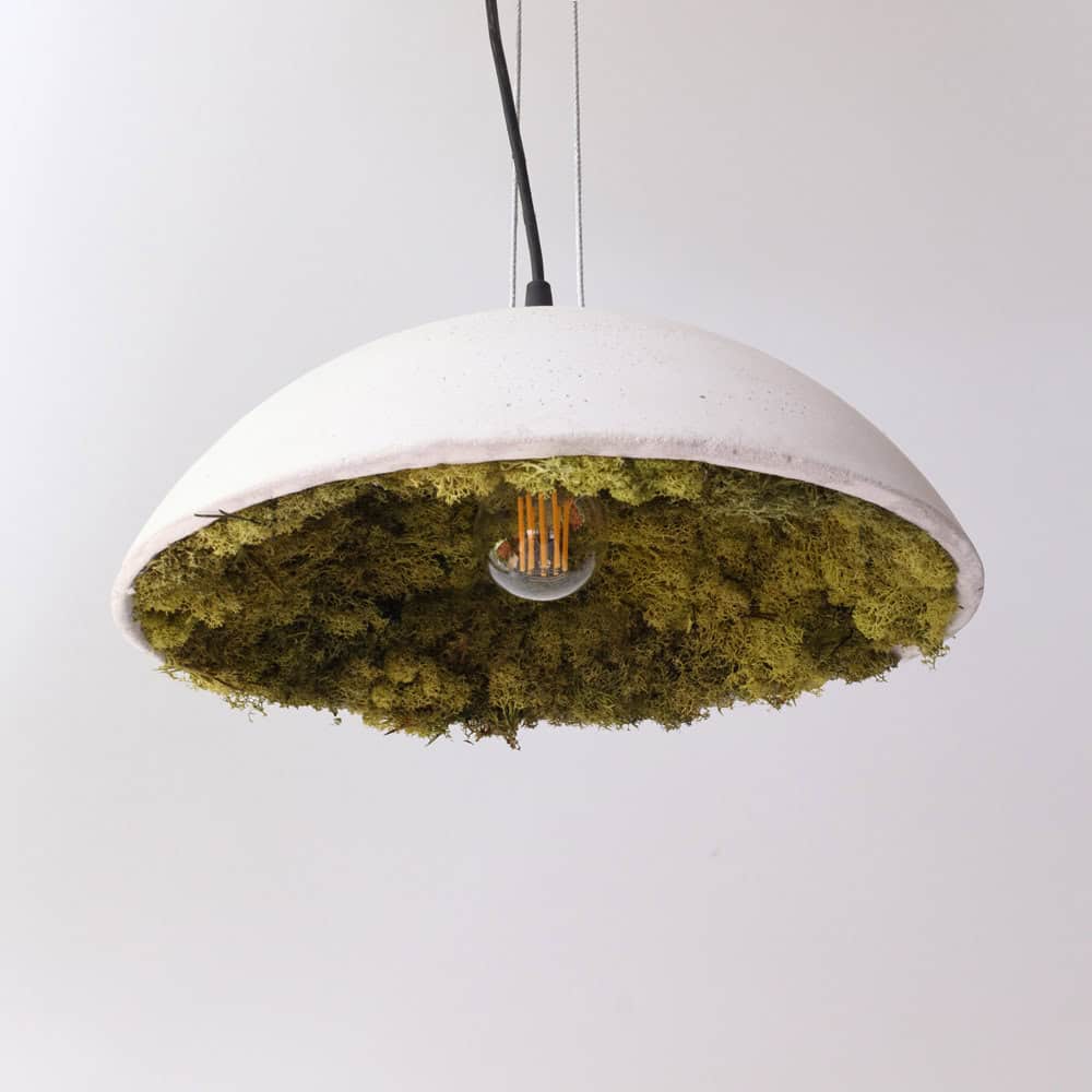 Concrete lamp shade with Iceland Moos Buy it on: www.etsy.com