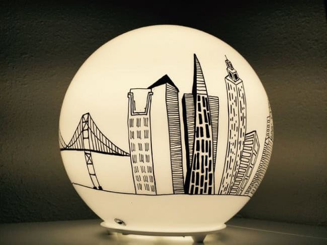 Make a felt-tip pen drawing on your lamp Source
