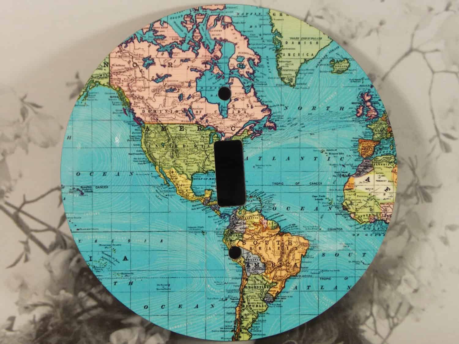 Round Map Light Switch Cover Buy it on: www.etsy.com