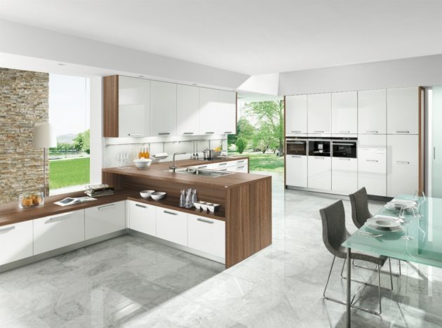 20 Irresistible White Kitchen Designs With Use Of Wood For Elegant Look