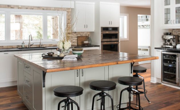 17 Charming Kitchen Countertop Designs Made Of Reclaimed Wood