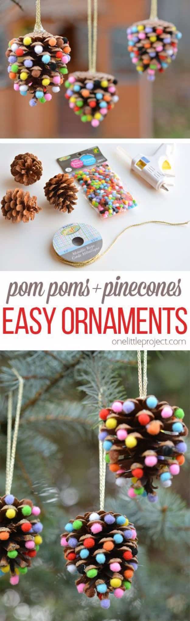 Pom Poms And Pinecones Christmas Ornaments Source