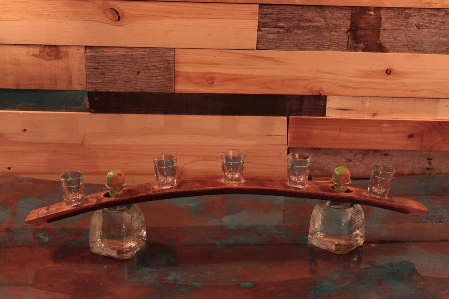 Whiskey Barrel Shot Glass Serving Tray Whiskey Barrel Shot Glass Serving Tray
