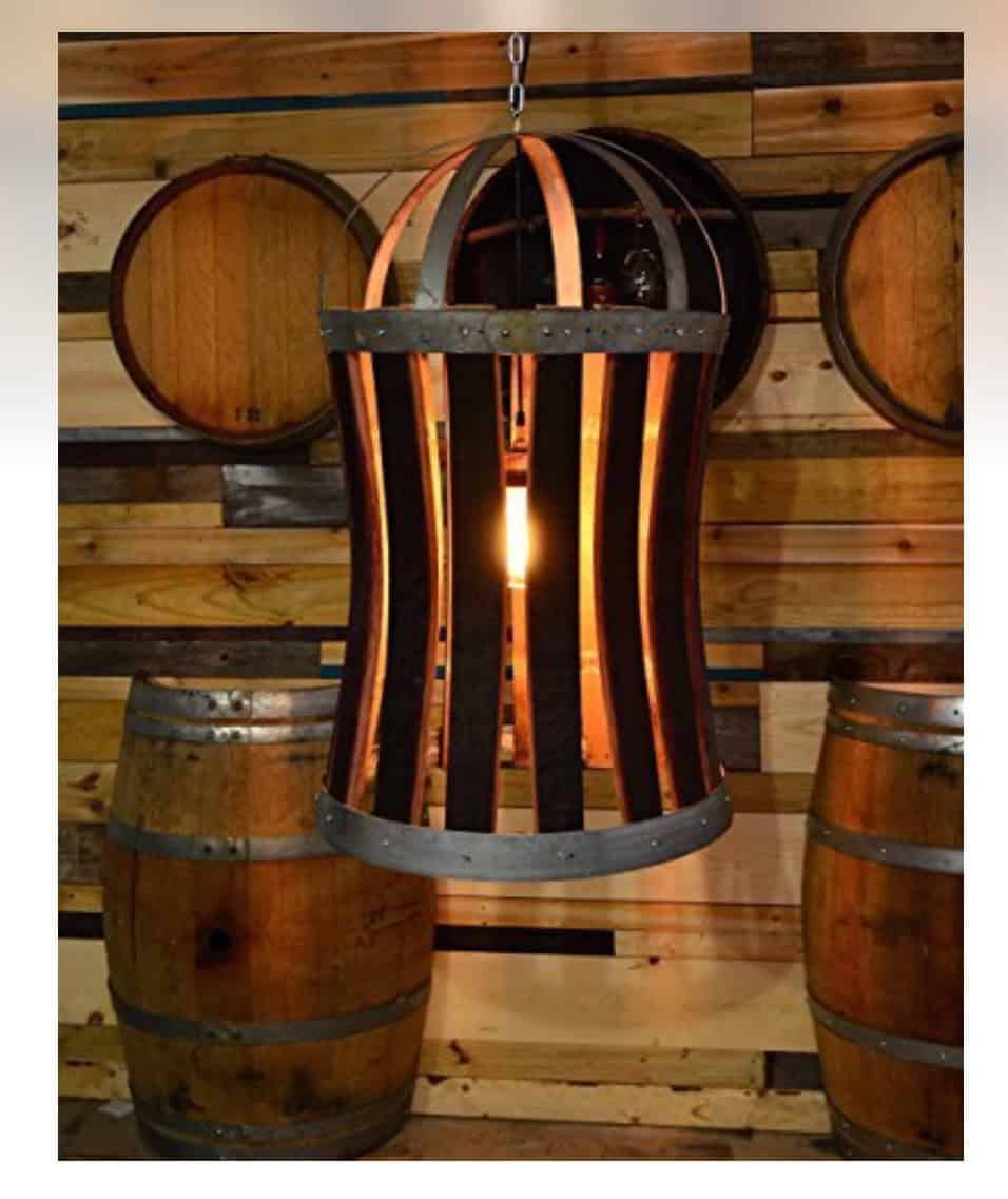 Reclaimed Wine Barrel Hoop Light with Seeded Glass and Edison Bulb Reclaimed Wine Barrel Hoop Light with Seeded Glass and Edison Bulb