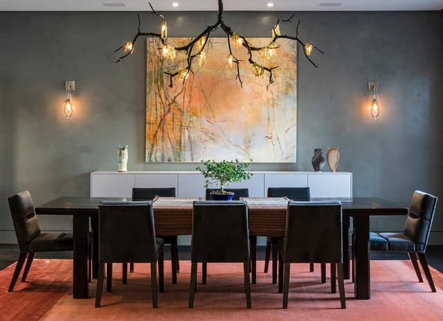 Dining Room Chandelier Decorated For Autumn