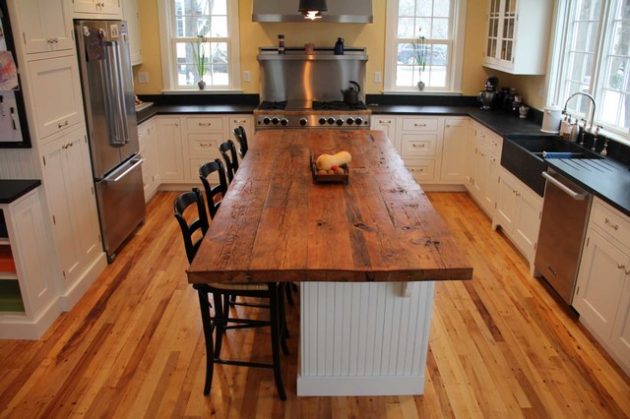 17 Charming Kitchen Countertop Designs Made Of Reclaimed Wood