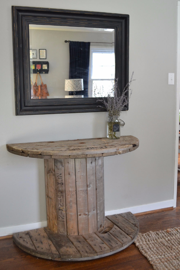diy rustic decor farmhouse bedroom projects creative spool wooden table console