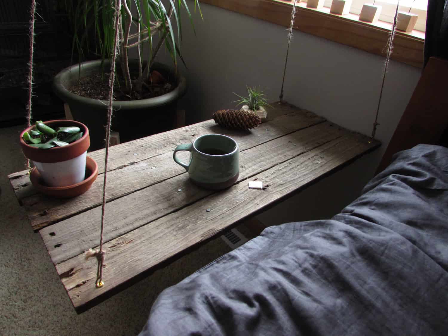 Reclaimed wood hanging table Reclaimed wood hanging table