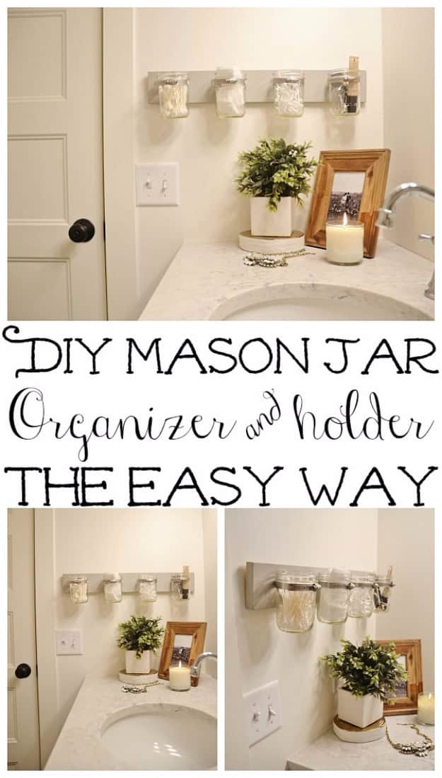 DIY Mason Jar Holder For Bathroom Organization DIY Mason Jar Holder For Bathroom Organization