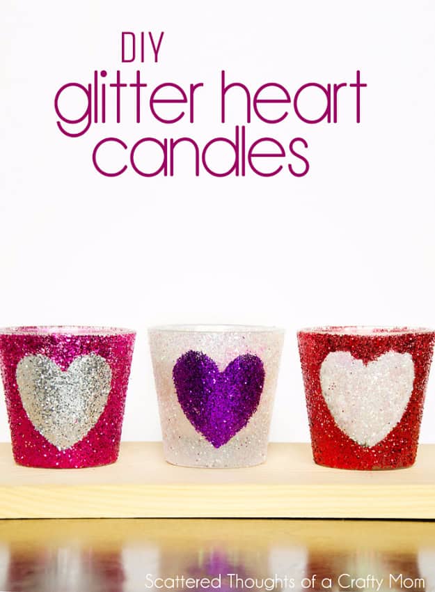 DIY Glitter Heart Candles DIY Glitter Heart Candles