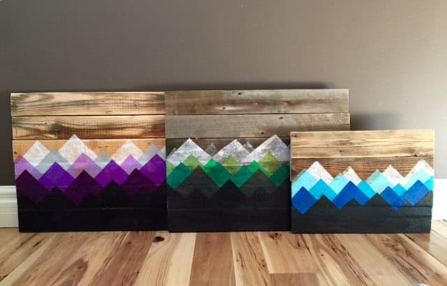Reclaimed Wood Wall Art – Mountain Landscape