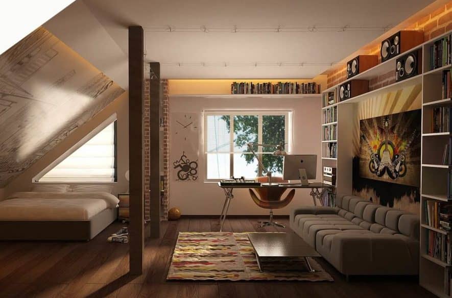 Modern Attic Room- Ideal Balance Between Aesthetics and Ergonomics Modern Attic Room- Ideal Balance Between Aesthetics and Ergonomics