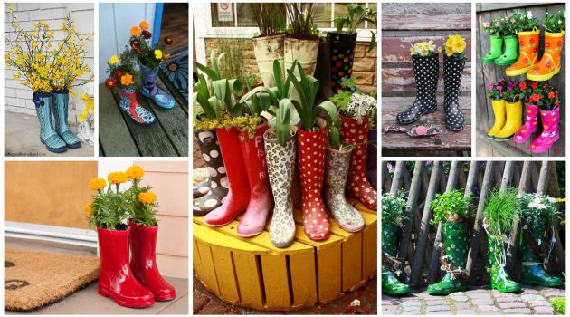 17 Super Creative Ideas To Repurpose Rain Boots Into Planters