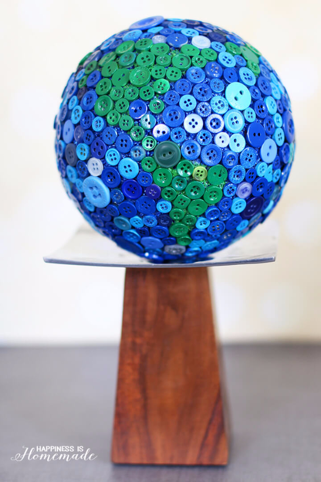 button globe diy buttons creative using projects homemade crafts craft easy cool decor happinessishomemade styrofoam ball things fun simple