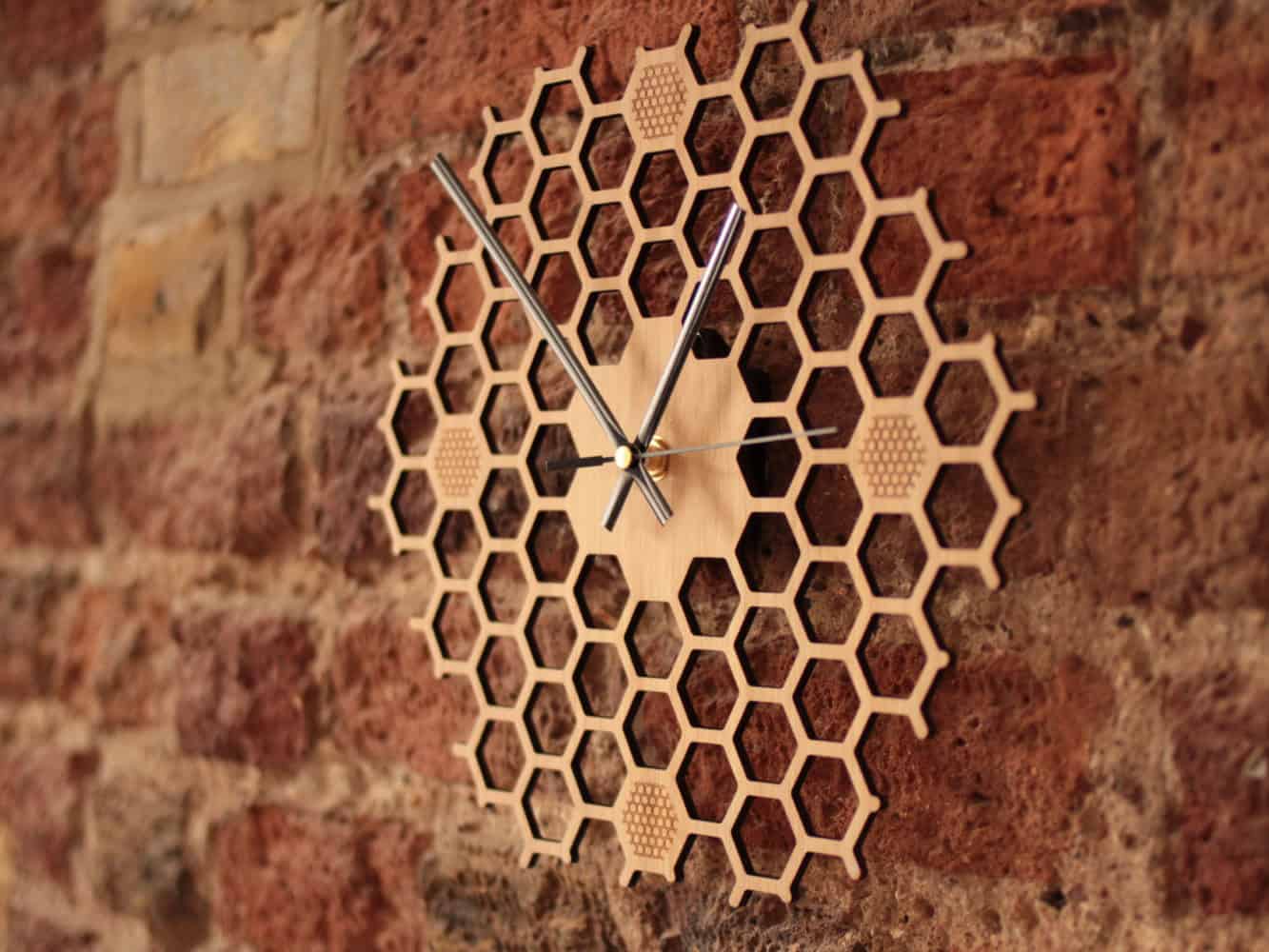 Honeycomb Inspired Wooden Wall Clock Honeycomb Inspired Wooden Wall Clock