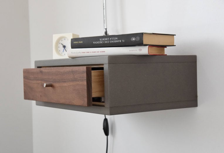 Floating Nightstand with Drawer in Walnut Floating Nightstand with Drawer in Walnut