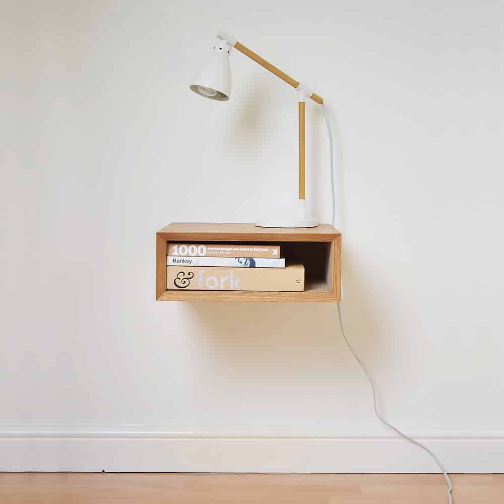 Mid-century Floating Oak Scandinavian Style Night Stand Mid-century Floating Oak Scandinavian Style Night Stand