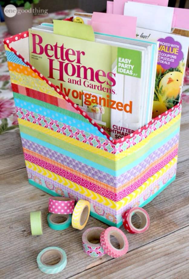 DIY Washi Tape Cereal Box Organizers DIY Washi Tape Cereal Box Organizers