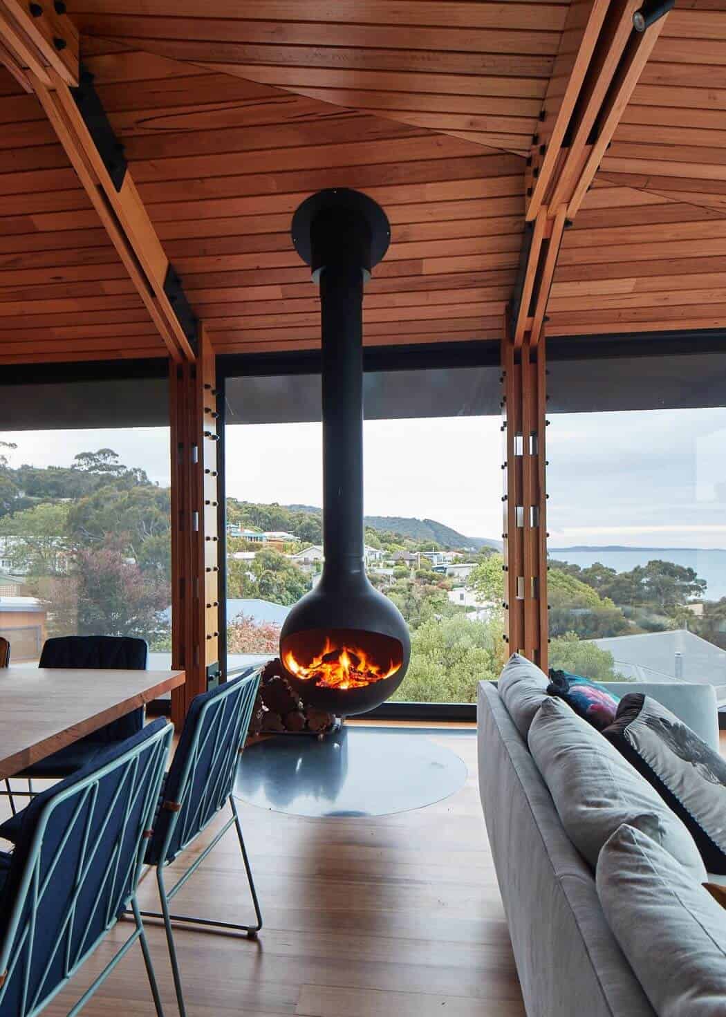 Interior stairs connecting old and new spaces in Dorman House