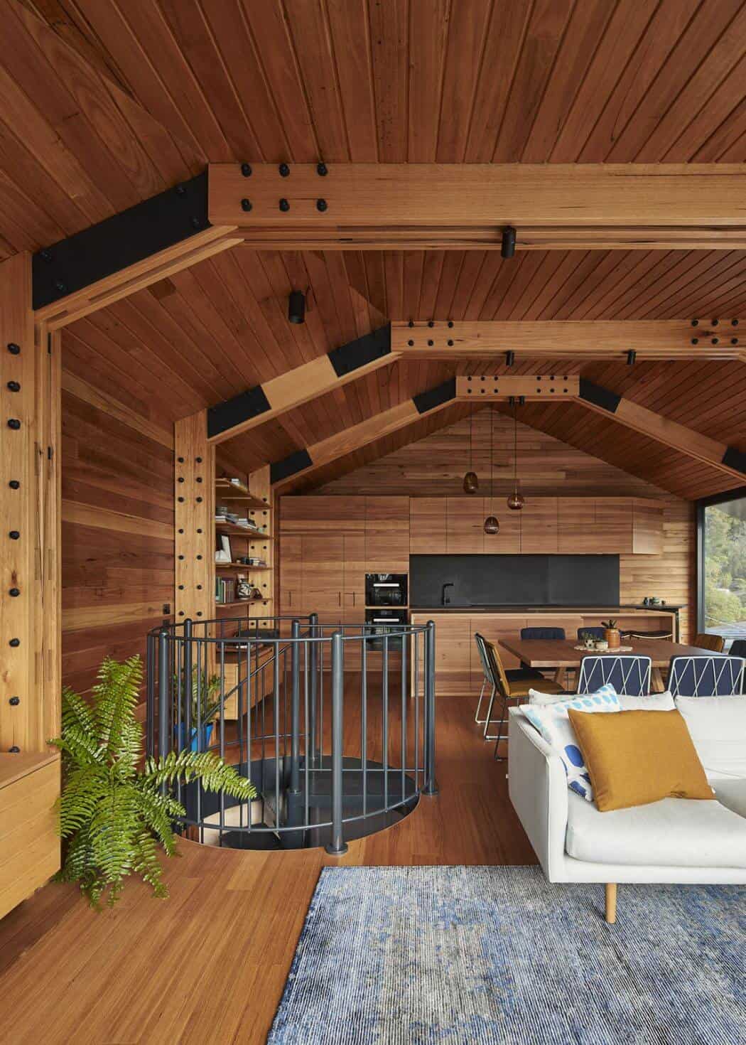 Minimalist timber interiors of Dorman House in Lorne