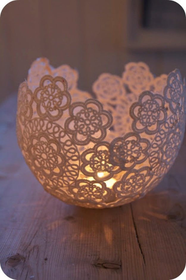 DIY Lace Candle Holder DIY Lace Candle Holder