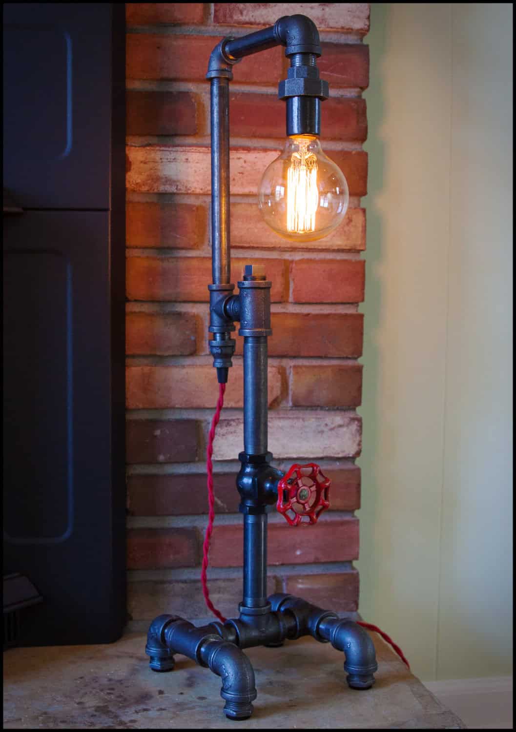 Pipe Lamp with Red Stop Valve for a switch Pipe Lamp with Red Stop Valve for a switch