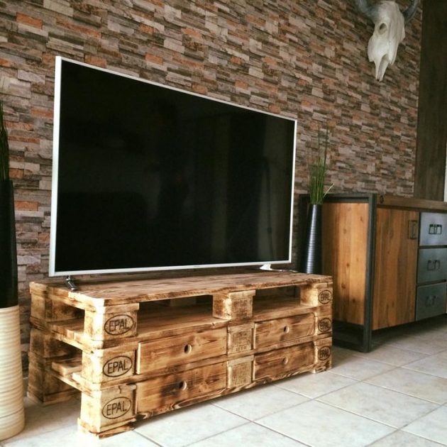 18 Fascinating Ideas To Make Original Pallet TV Stand For Free