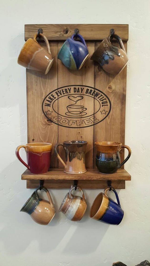 17 Rustic Handmade Mug Rack Designs For Your Kitchen