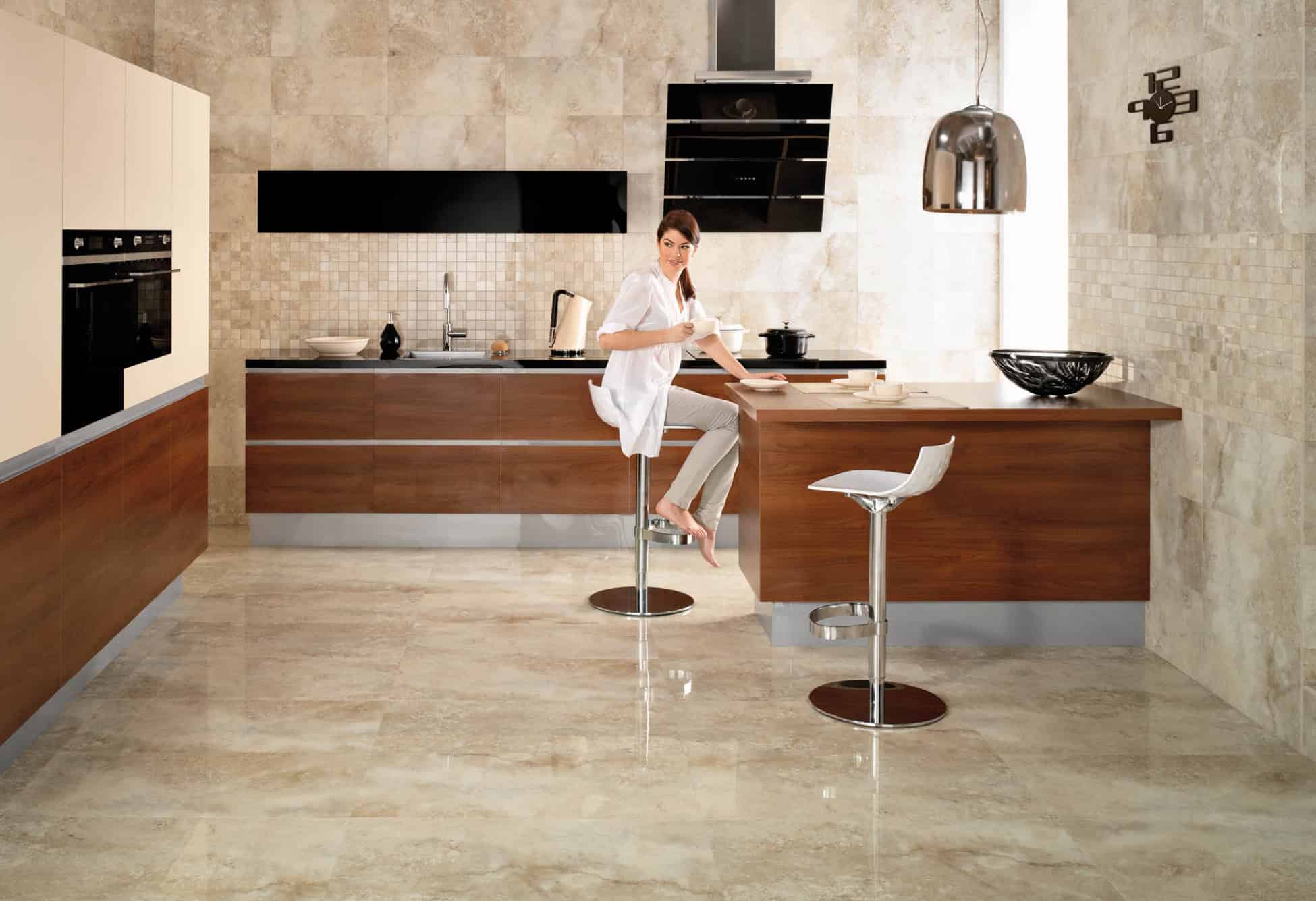 15 Delightful Kitchen Designs With Marble Flooring For Luxurious Look