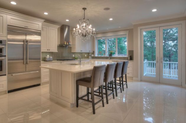 15 Delightful Kitchen Designs With Marble Flooring For Luxurious Look