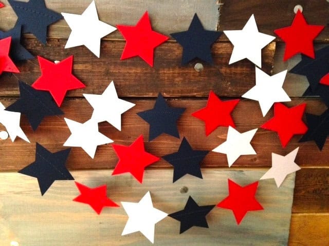 Red, White and Navy Blue Stars Nautical 4th of July Paper Garland Red, White and Navy Blue Stars Nautical 4th of July Paper Garland