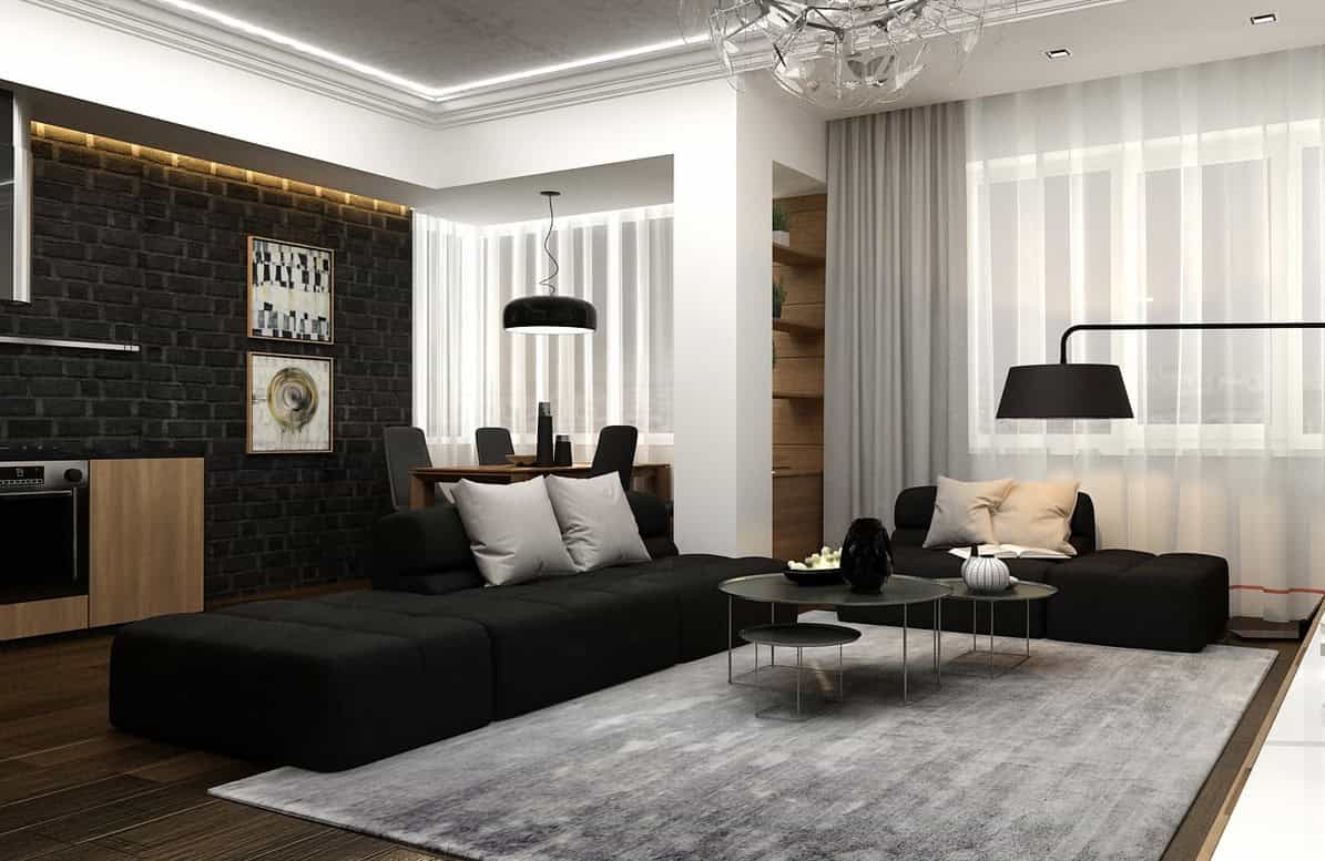 10 Splendid Living Rooms With Black Brick Wall For Dramatic Ambience 10 Splendid Living Rooms With Black Brick Wall For Dramatic Ambience