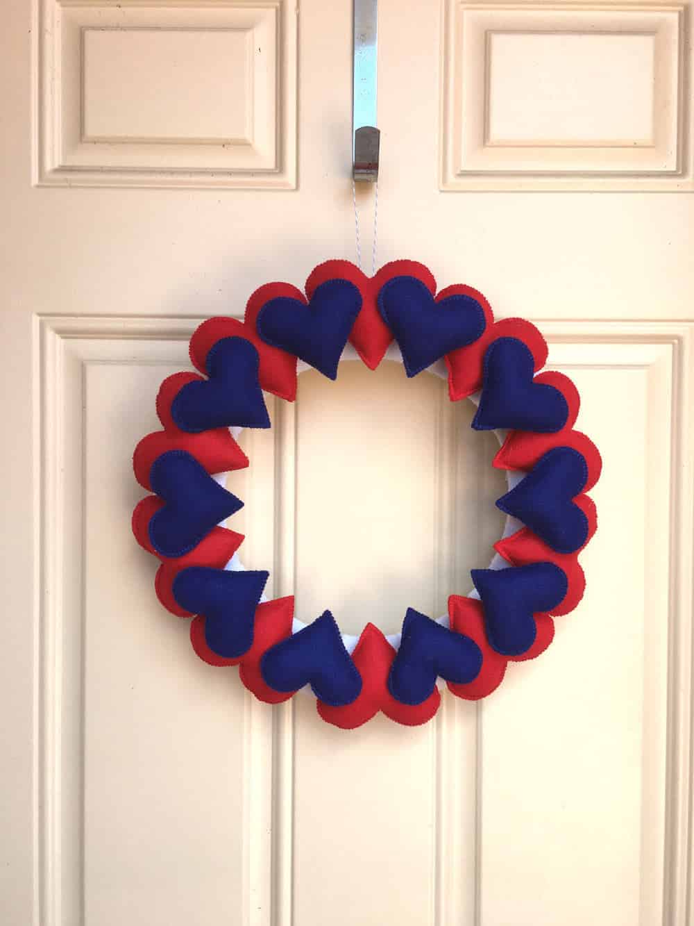14. Use felt hearts to create a front door wreath 14. Use felt hearts to create a front door wreath