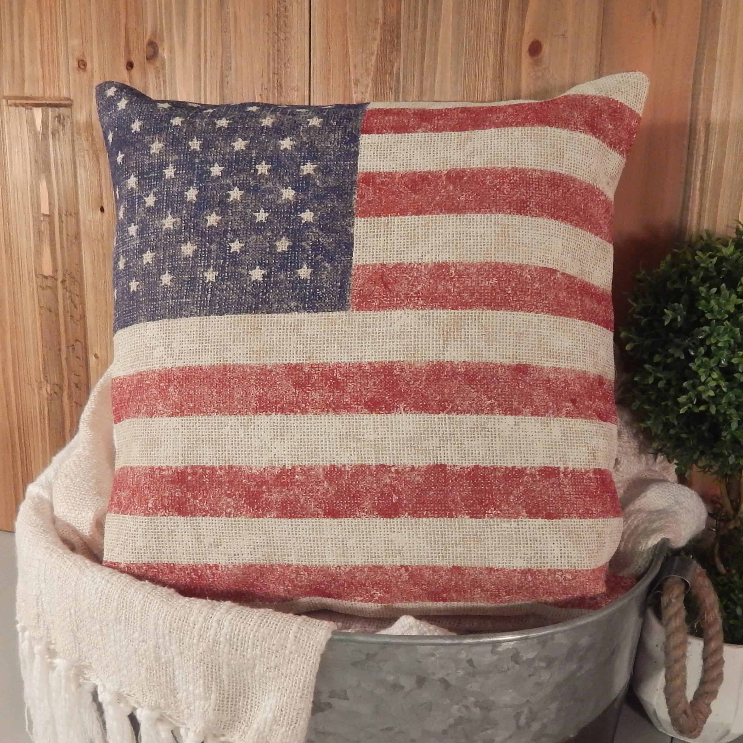 15. Dye burlap to create an American flag pillow cover or pillow 15. Dye burlap to create an American flag pillow cover or pillow
