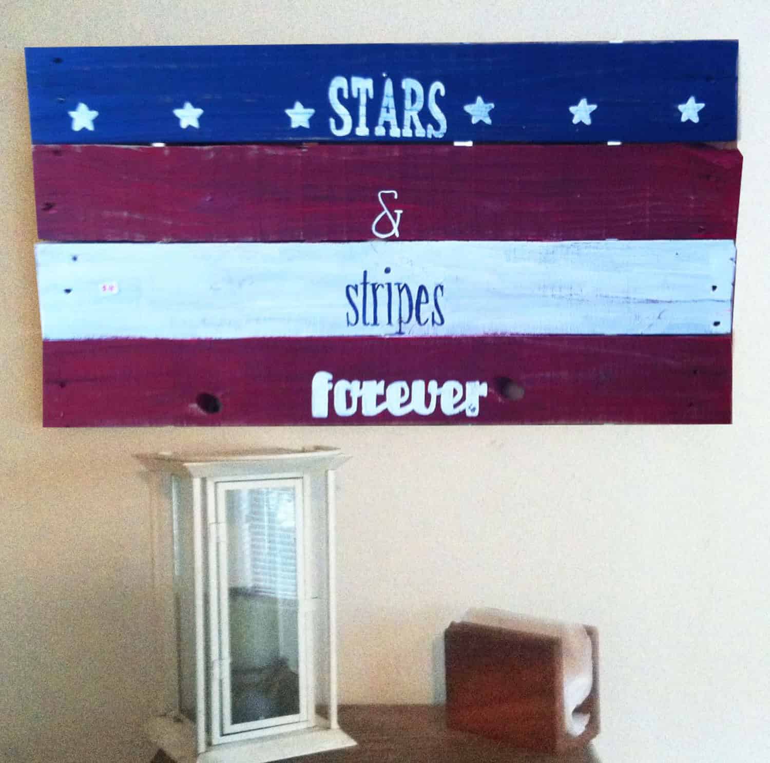 3. Make a Stars and Stripes Sign out of pallet or reclaimed wood for no cost at all 3. Make a Stars and Stripes Sign out of pallet or reclaimed wood for no cost at all