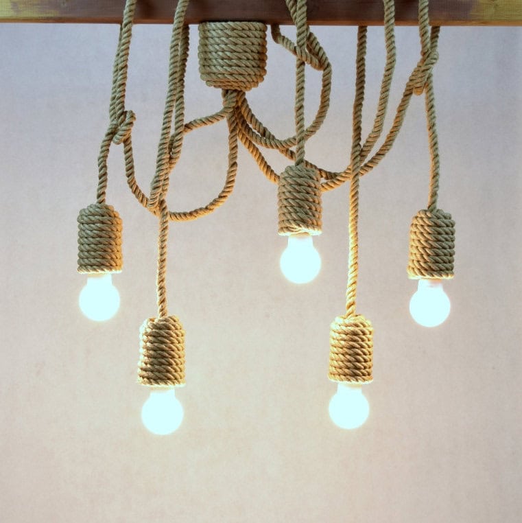 9. Pendant light made from sailing rope 9. Pendant light made from sailing rope