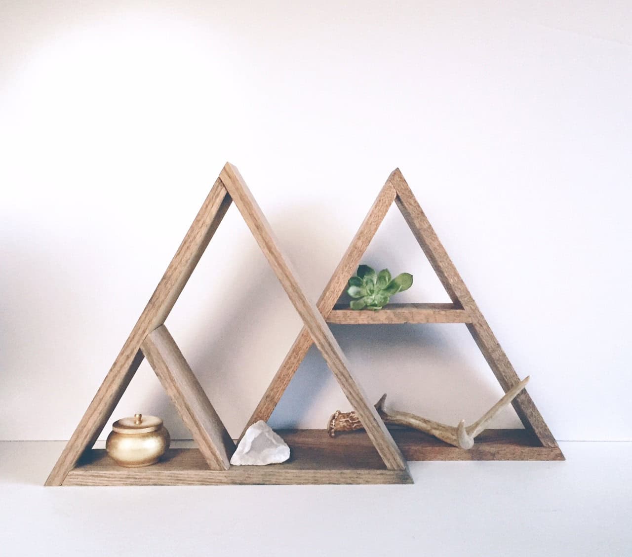 5. Hand Stained Triangle Wood Shelf 5. Hand Stained Triangle Wood Shelf
