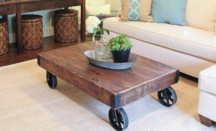 12. Industrial Rolling Factory Cart Coffee Table 12. Industrial Rolling Factory Cart Coffee Table