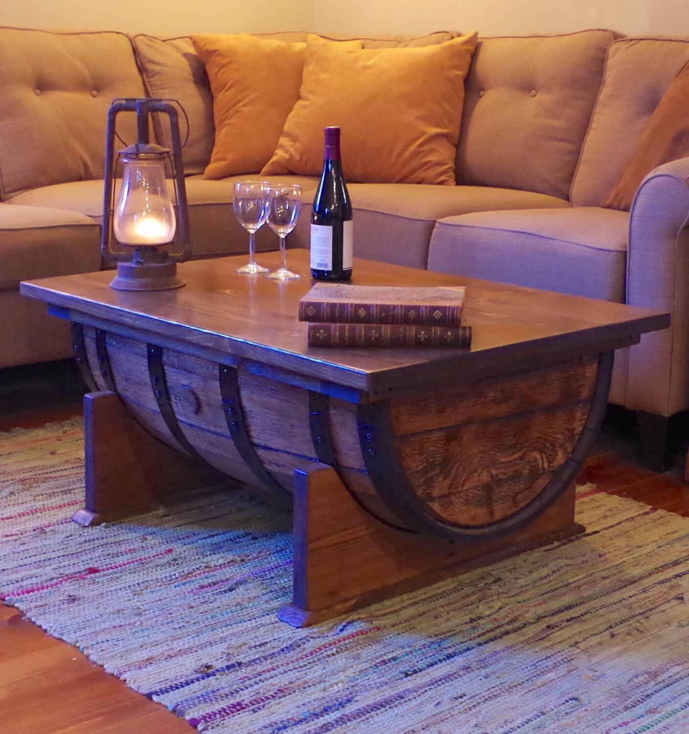 4. Whiskey Barrel Coffee Table With Storage 4. Whiskey Barrel Coffee Table With Storage