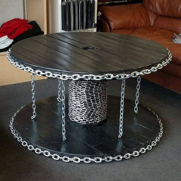 7. Cable Spool Table with Industrial Chain Look 7. Cable Spool Table with Industrial Chain Look