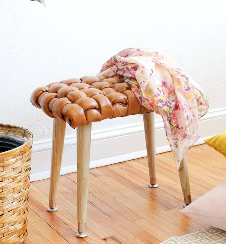 DIY Woven leather stool DIY Woven leather stool