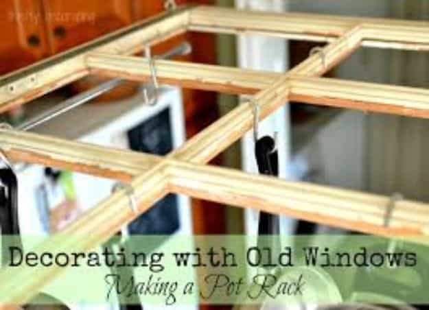 8. Old Window Pot Rack 8. Old Window Pot Rack