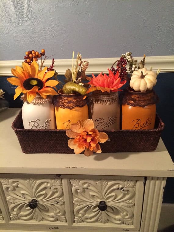 17 Shabby Chic Handmade Fall Mason Jar Decor  Ideas  For The 