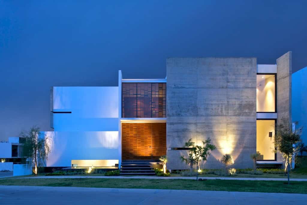 Modern minimalist concrete house with innovative architecture design showcasing clean lines and contemporary style.
