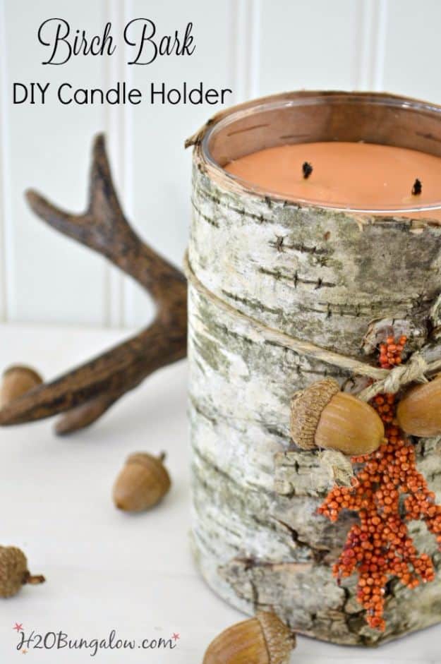 1. DIY Birch Bark Candle Holder 1. DIY Birch Bark Candle Holder
