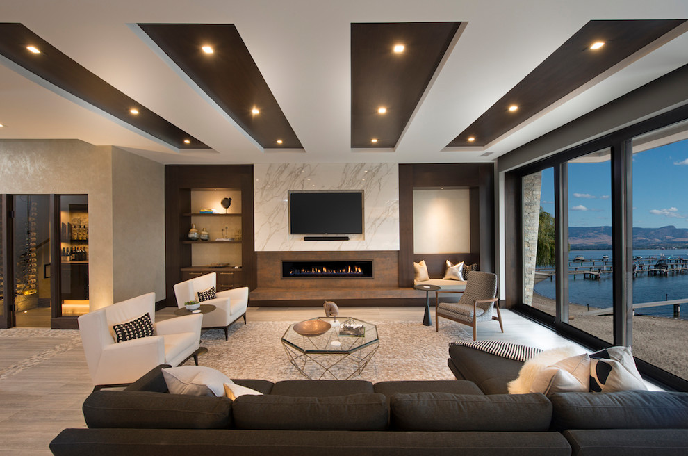 extra wide living room wall design