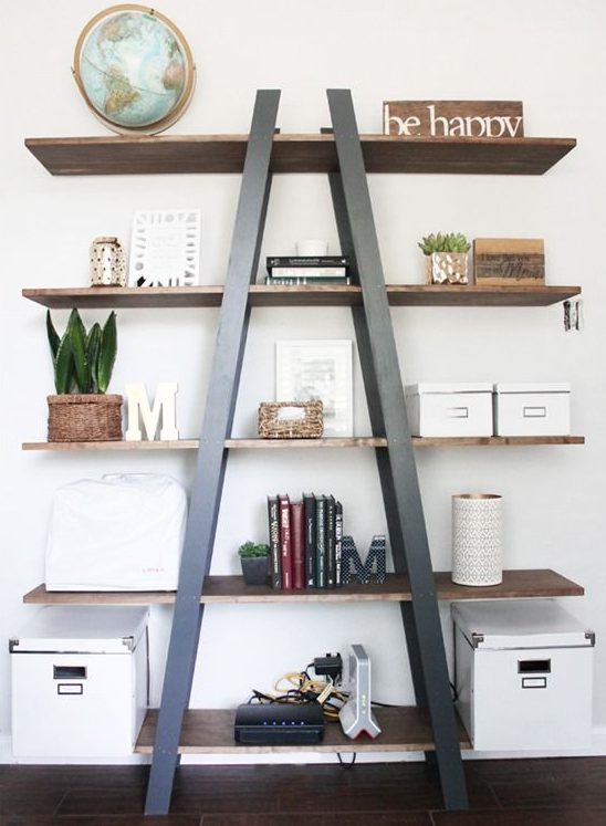 15 Outstanding Bookshelf Designs Made Of Repurposed Ladders