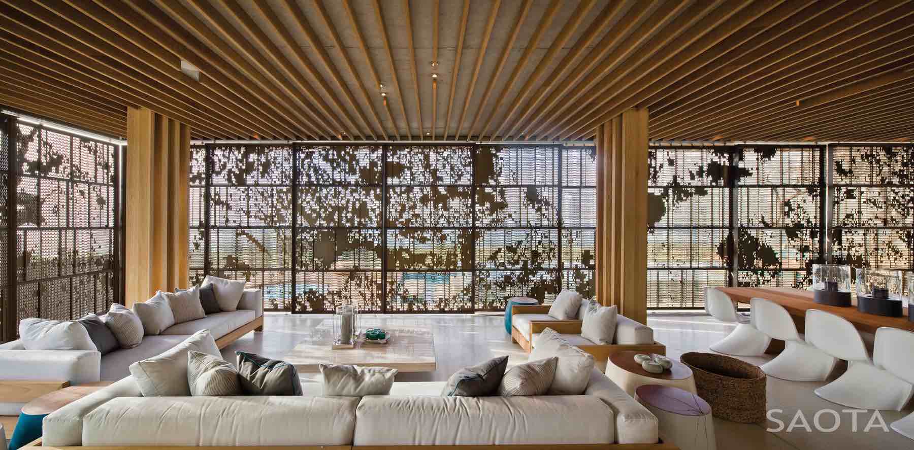 La Lucia — Pool terrace to dunes Pool and entertainment deck raised for uninterrupted views over dune vegetation at La Lucia house.